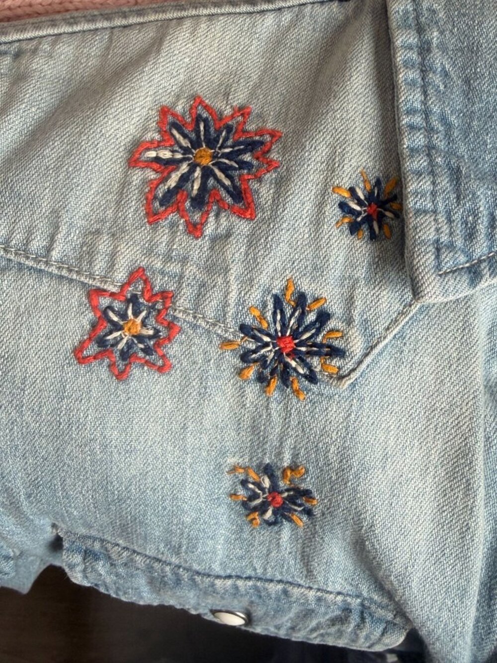 Mother Womens Embroidered Denim Shirt XS "All My Exes" Light Wash - Picture 9 of 11